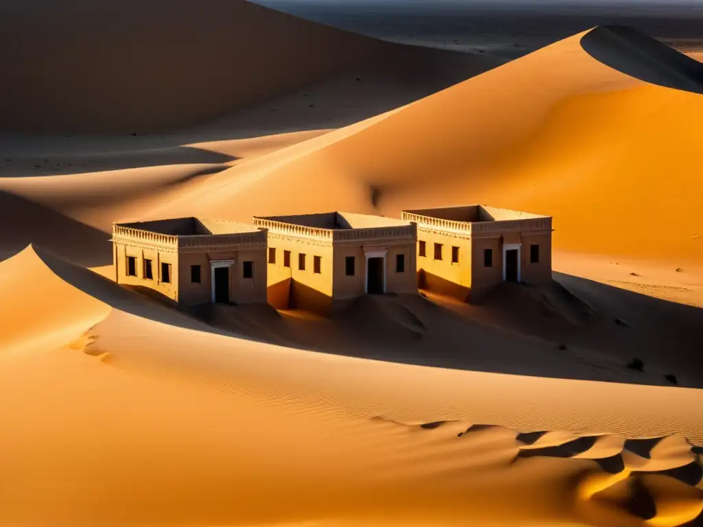 Misterios urbanos en el Sahara Occidental: ruinas abandonadas en las arenas doradas, ocultando secretos del pasado