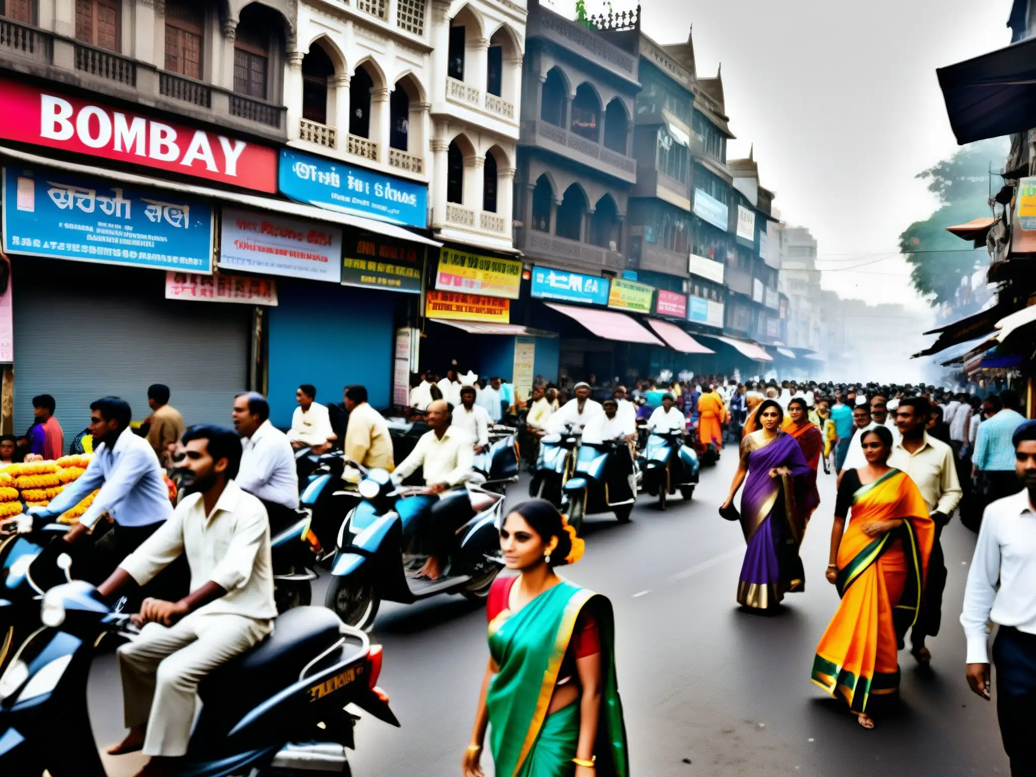 Una misteriosa actriz pasea por una bulliciosa calle de Bombay, encarnando el mito y el espectro de la ciudad