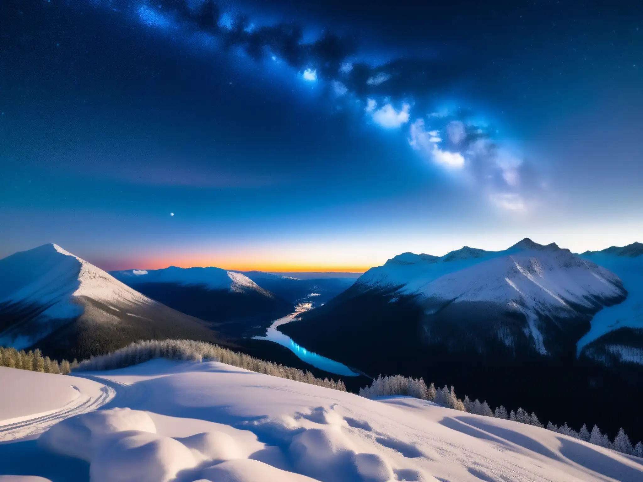 Misteriosa foto del fenómeno luces Hessdalen Canadá, capturando un cielo nocturno deslumbrante sobre el valle, con luces enigmáticas iluminando la noche estrellada