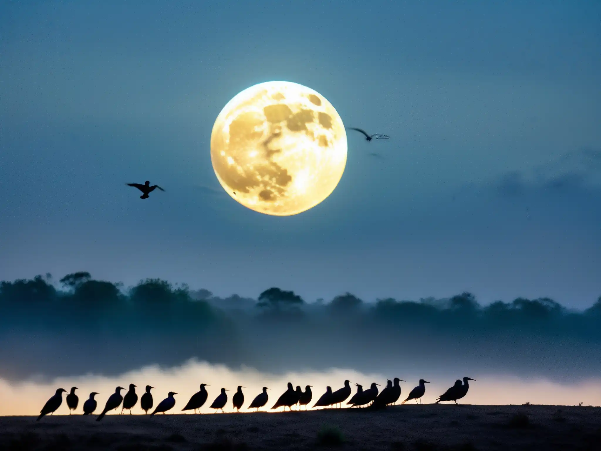 Misteriosa imagen de aves cayendo del cielo en la noche de Jatinga, evocando el misterio del fenómeno aviar