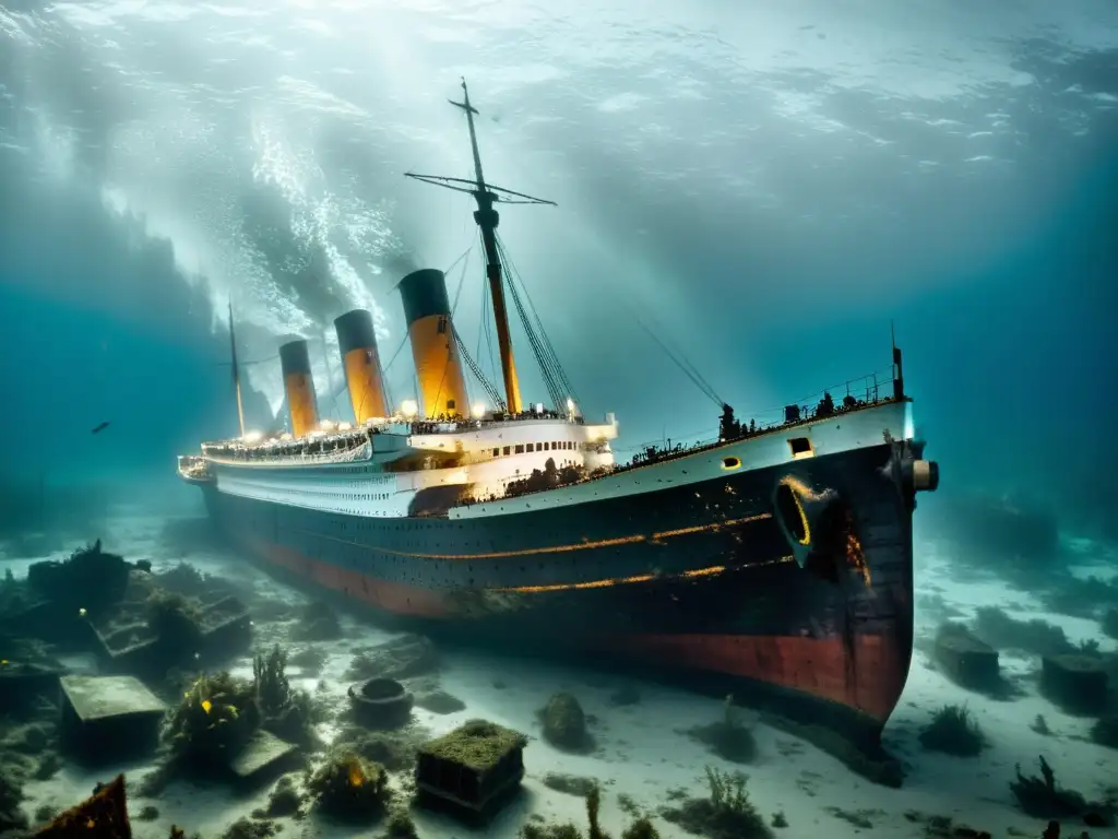 La misteriosa imagen en blanco y negro del Titanic y sus leyendas urbanas titanic fantasmas se funden en un escenario etéreo y evocador