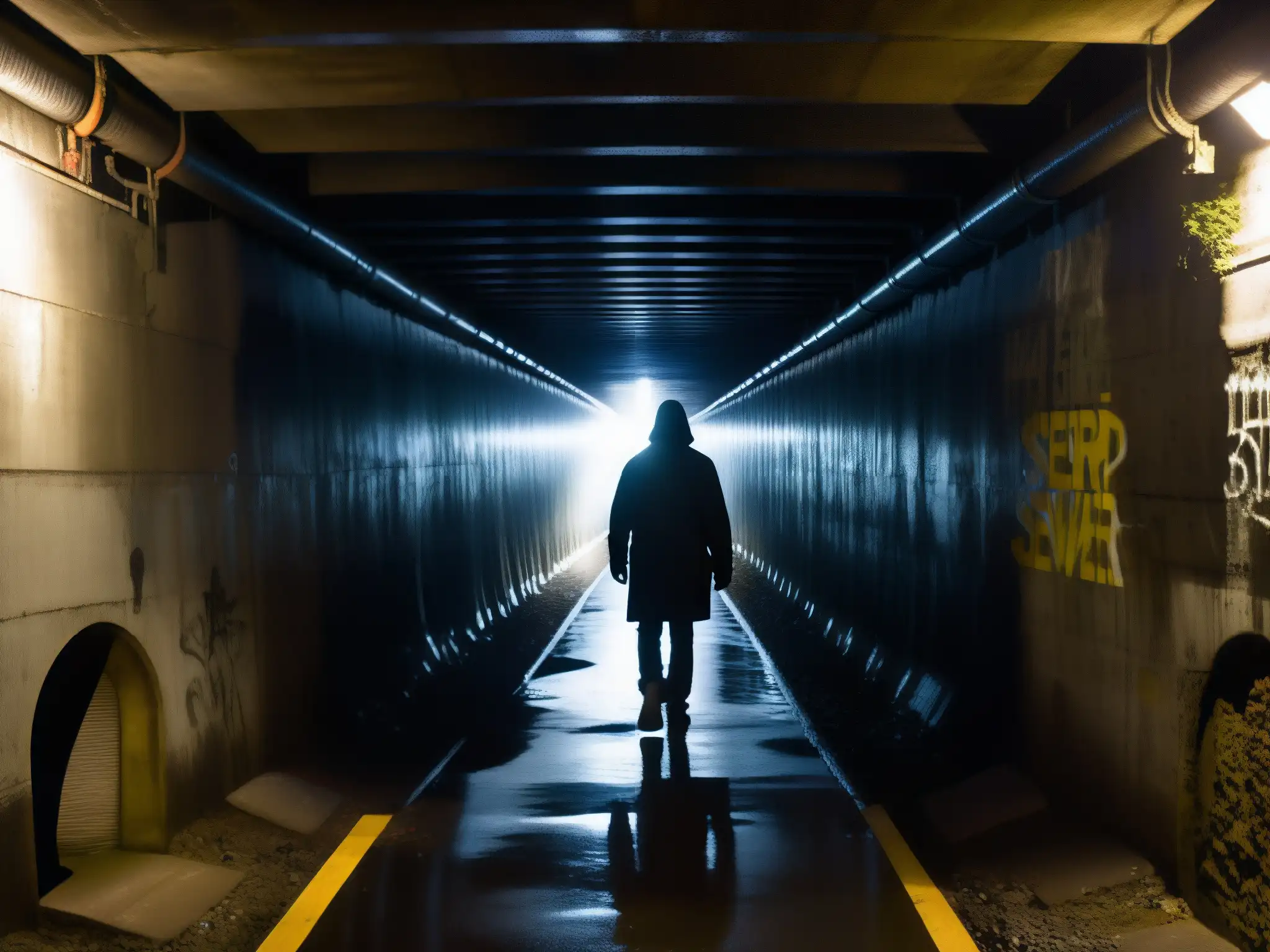Una misteriosa silueta se pierde entre las sombras de un túnel de Nueva York