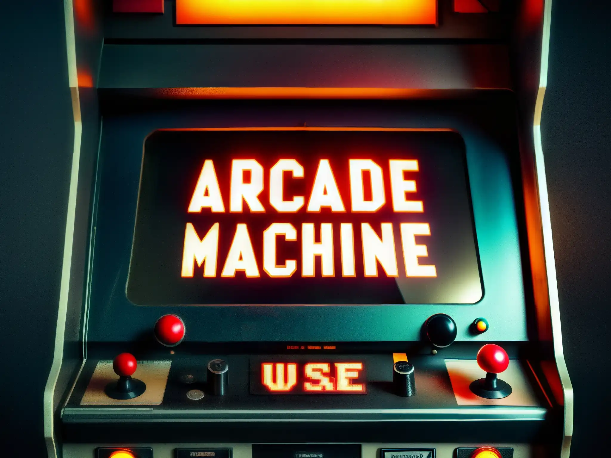 Un misterioso arcade vintage con el mensaje pixelado en pantalla