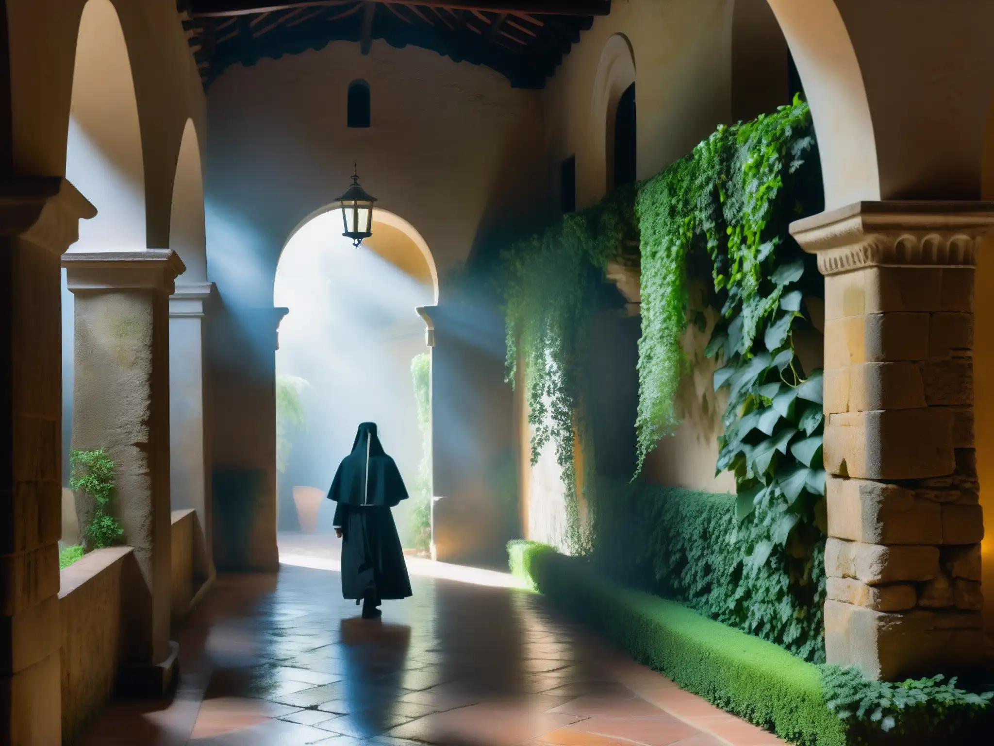 En el misterioso Convento de la Concepción, una figura fantasmal de monja se desliza entre la neblina y las sombras