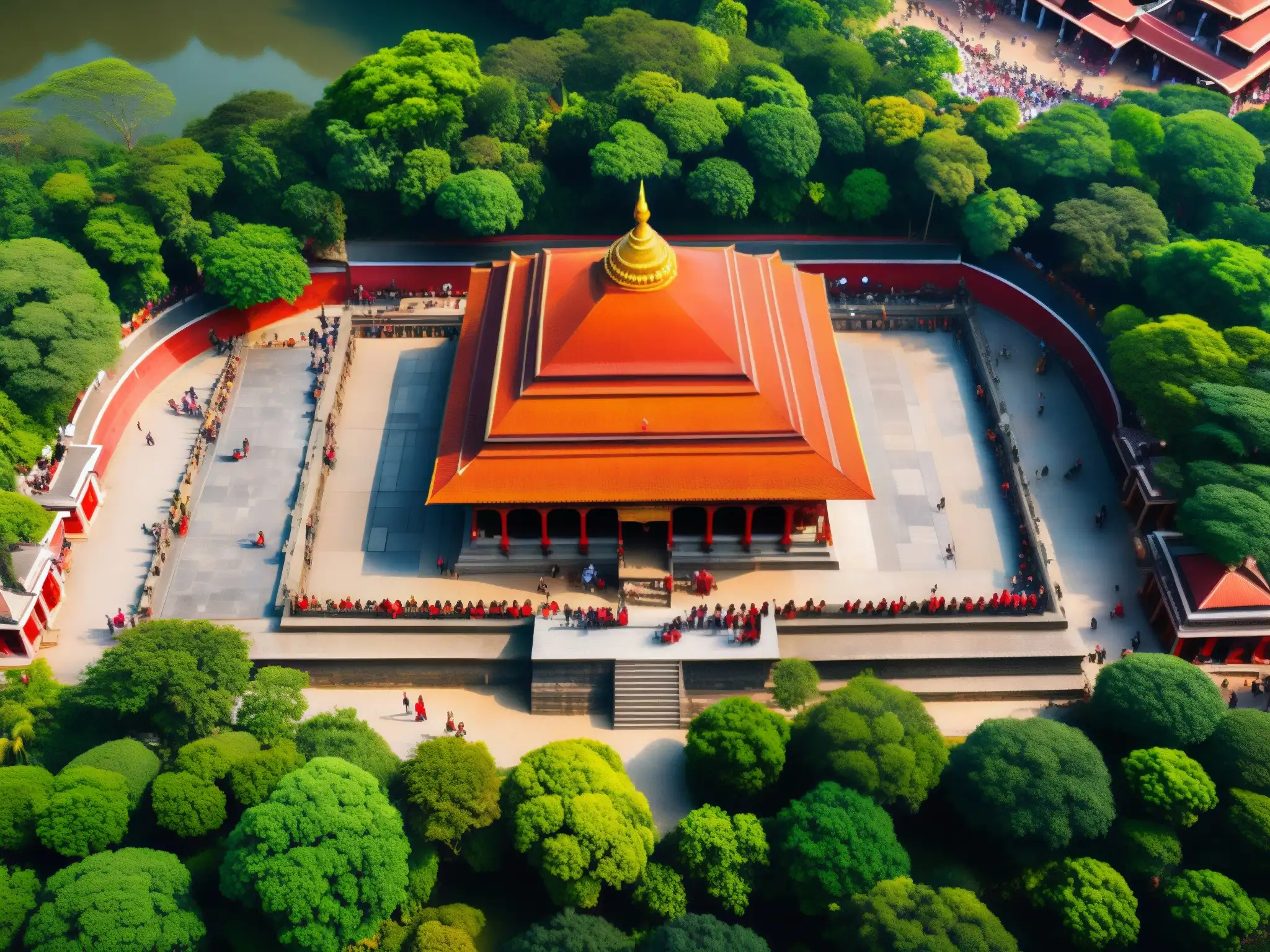 Misterioso templo Kamakhya: devotos, rituales y prácticas ocultas en vibrante imagen aérea