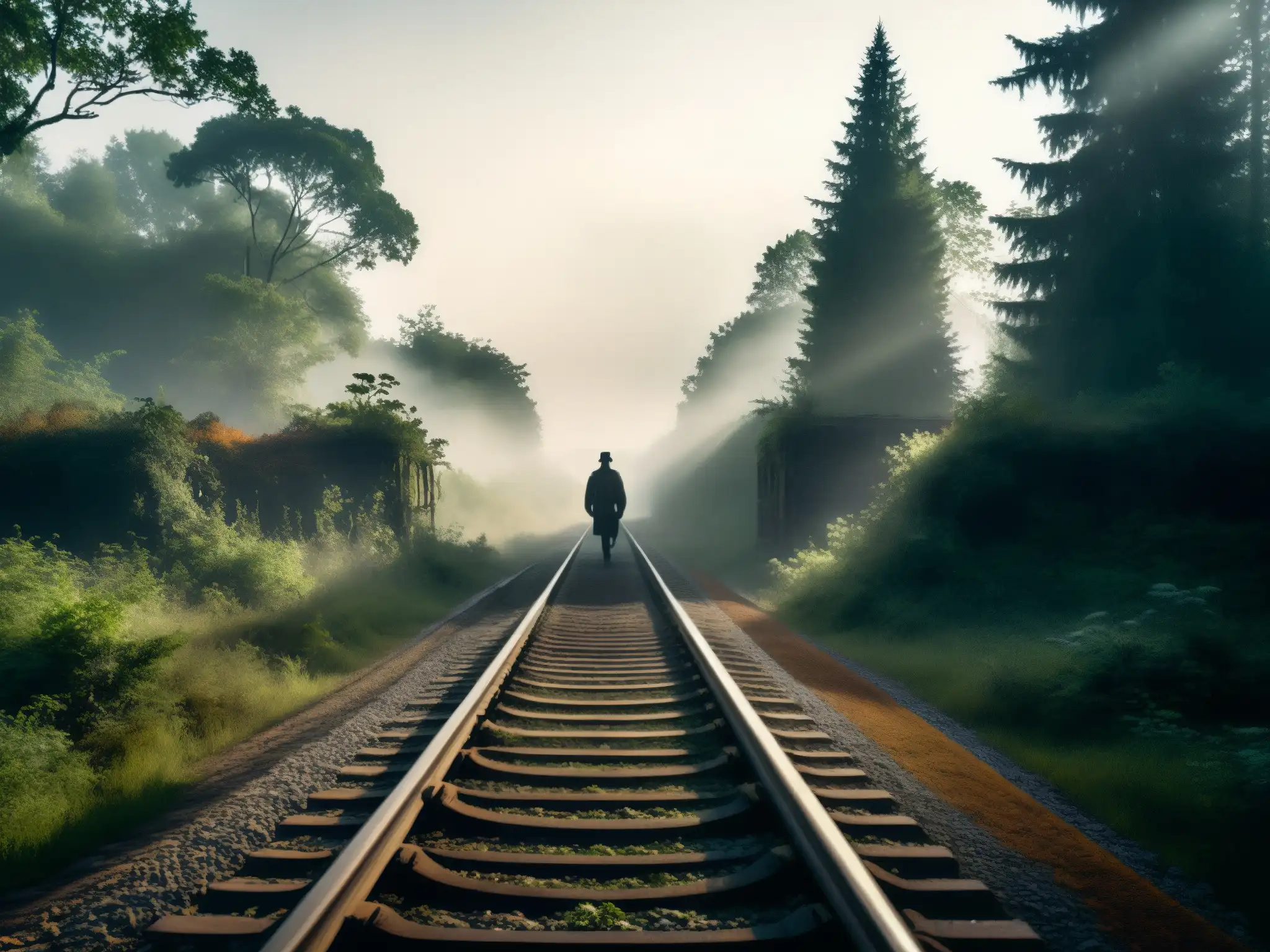 Un misterioso tren fantasma Bishan mito realidad en la niebla del bosque abandonado