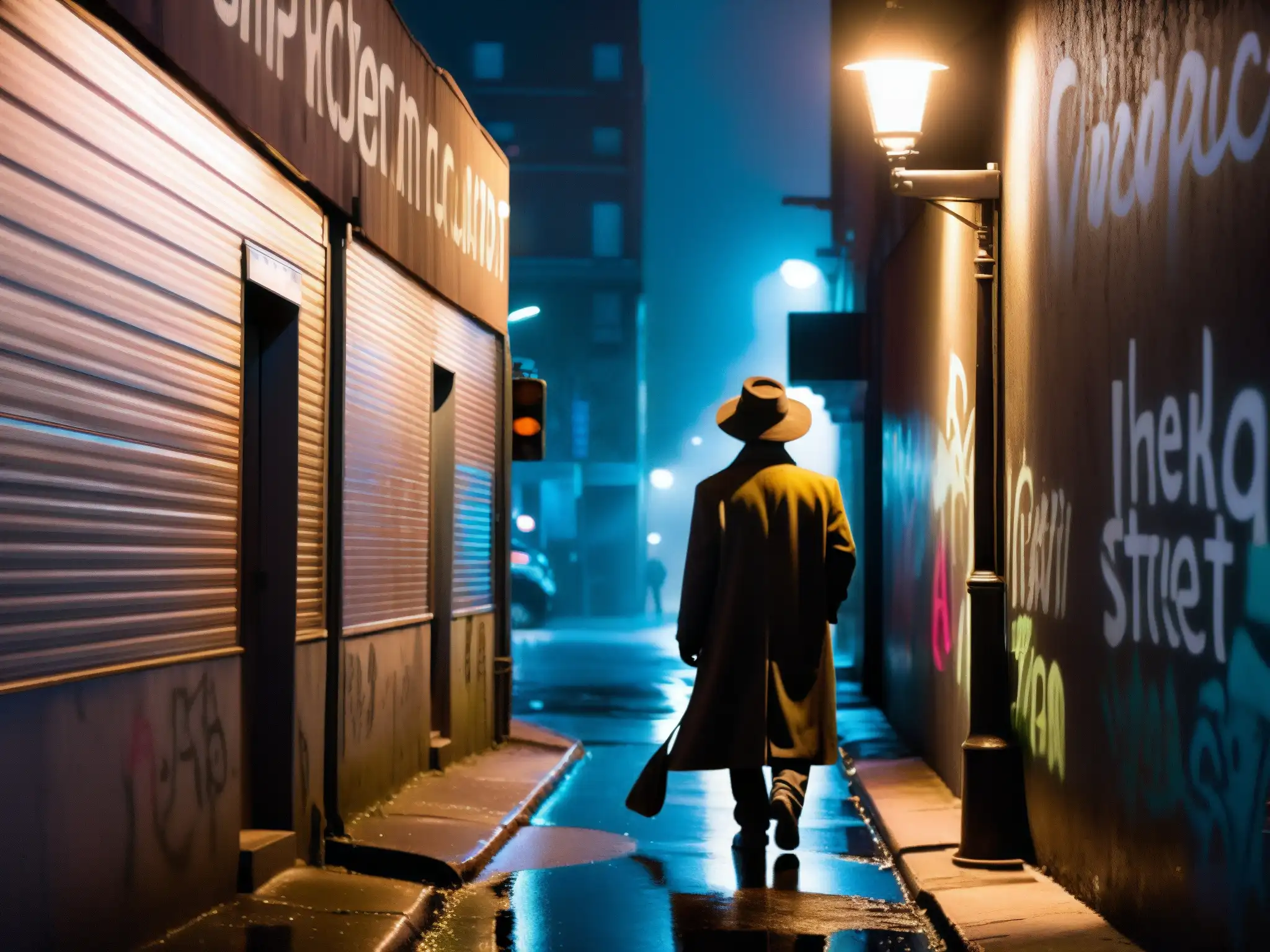 Un misterioso vampiro camina por una lúgubre calle de Montreal en la noche, bajo la tenue luz de un farol