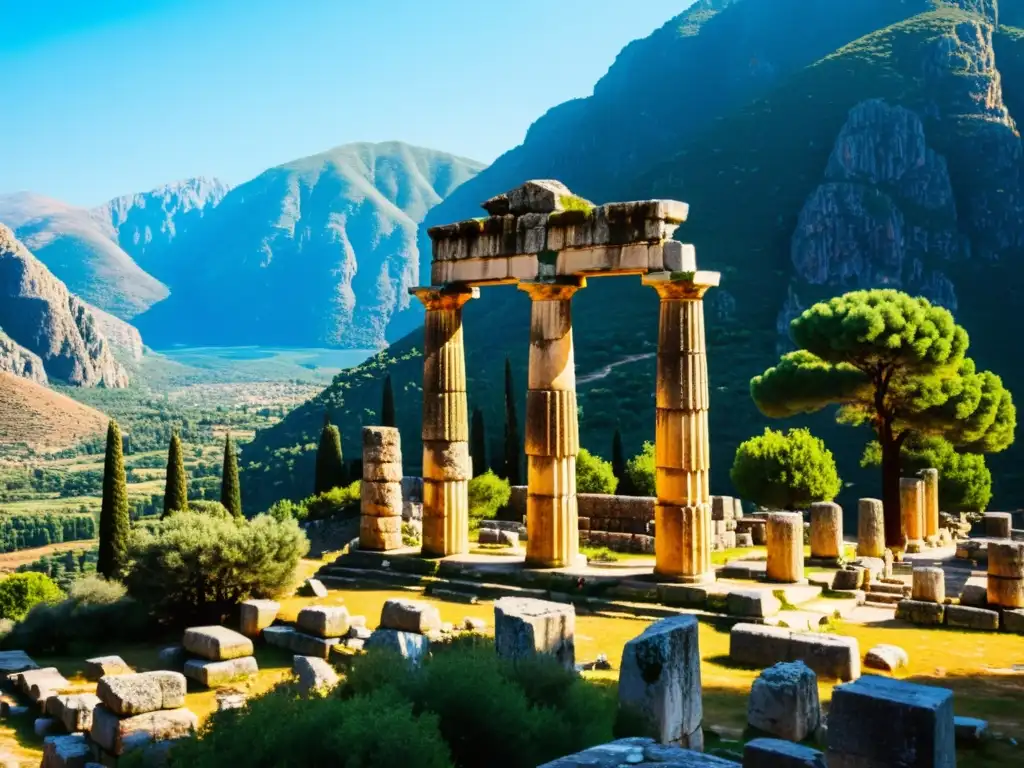 Explora los mitos y leyendas urbanas Europa en la antigua y mística ruina del Templo de Apolo en Delfos, Grecia