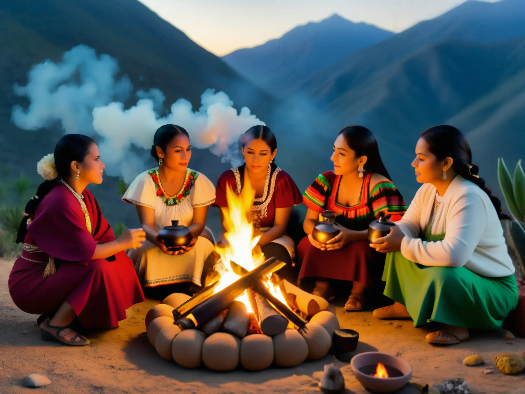 Mujeres realizan ritual en la Sierra Madre, con fuego y misticismo
