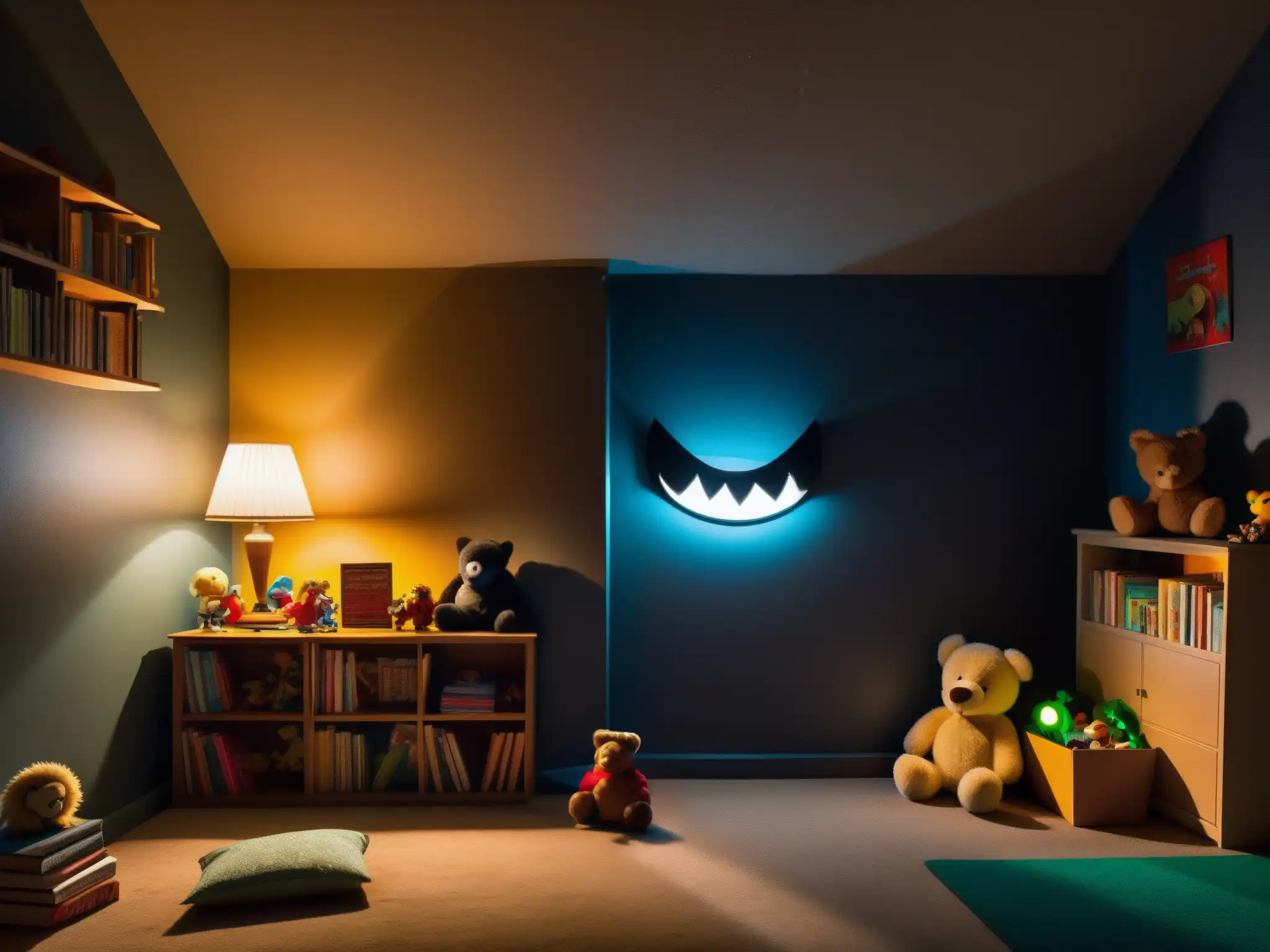 Un niño observa con temor y curiosidad las sombras en su dormitorio mientras leyendas urbanas afectan niños