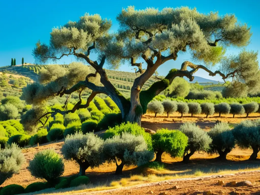 Un olivar bañado por el sol en Andalucía, España