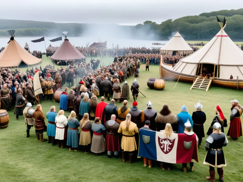 Participantes del festival vikingo recrean la era vikinga con autenticidad, rodeados de espectadores y música