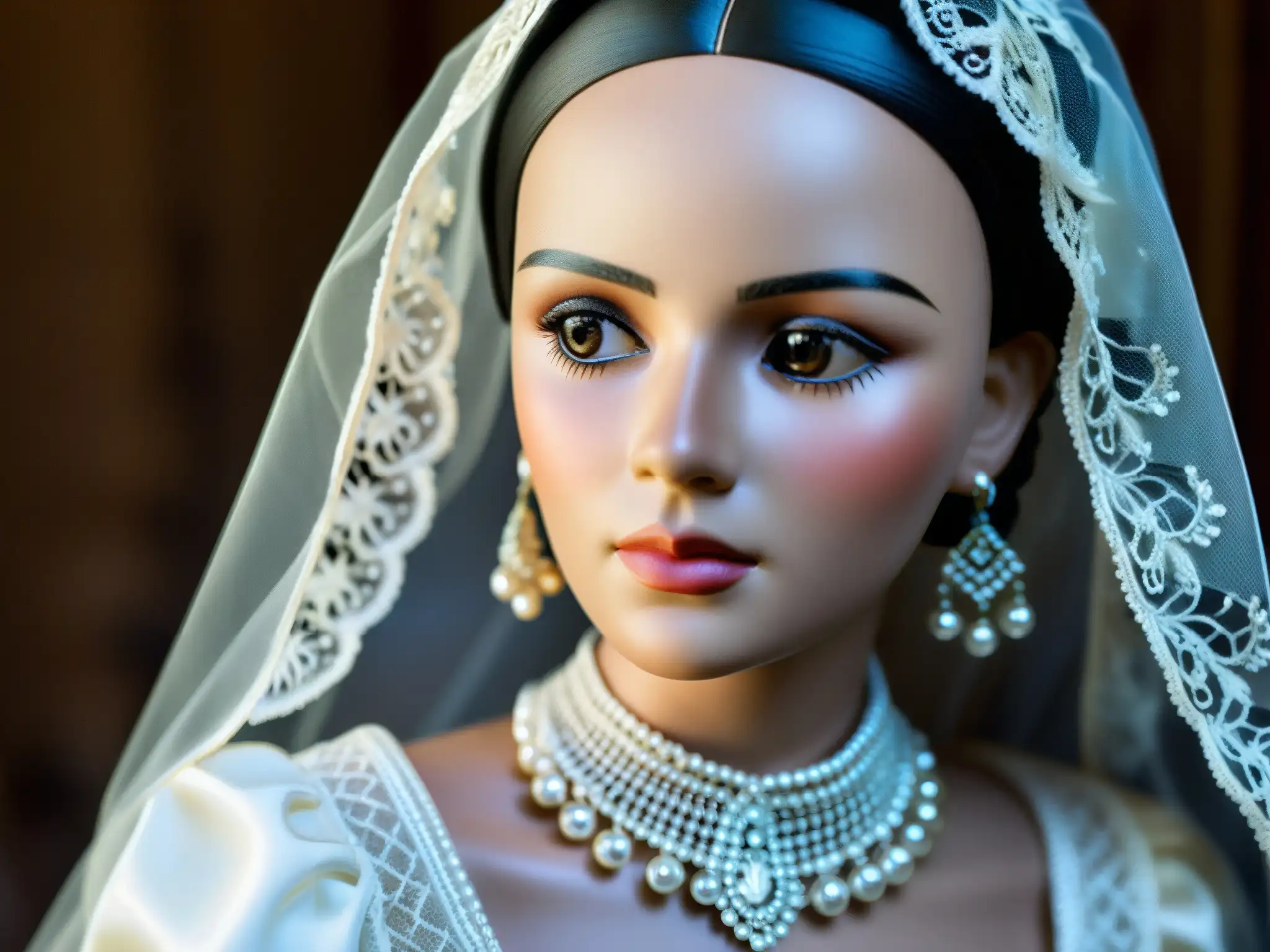 La Pascualita, leyenda urbana de Chihuahua, cautiva con su mirada misteriosa en un elegante vestido de novia