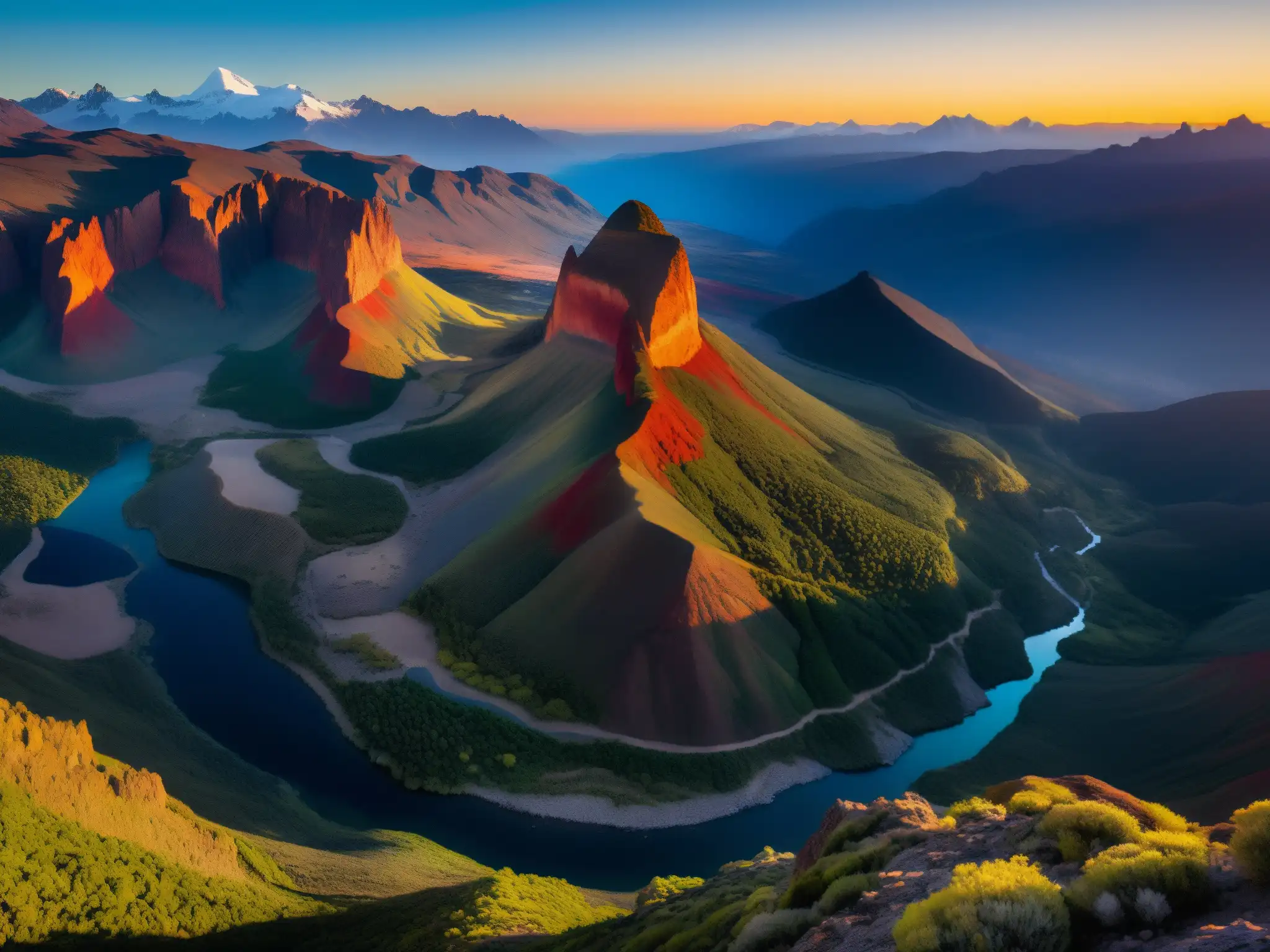 Portal místico Peña Horadada Chile: Majestuosa formación rocosa iluminada por el sol, rodeada de exuberante naturaleza