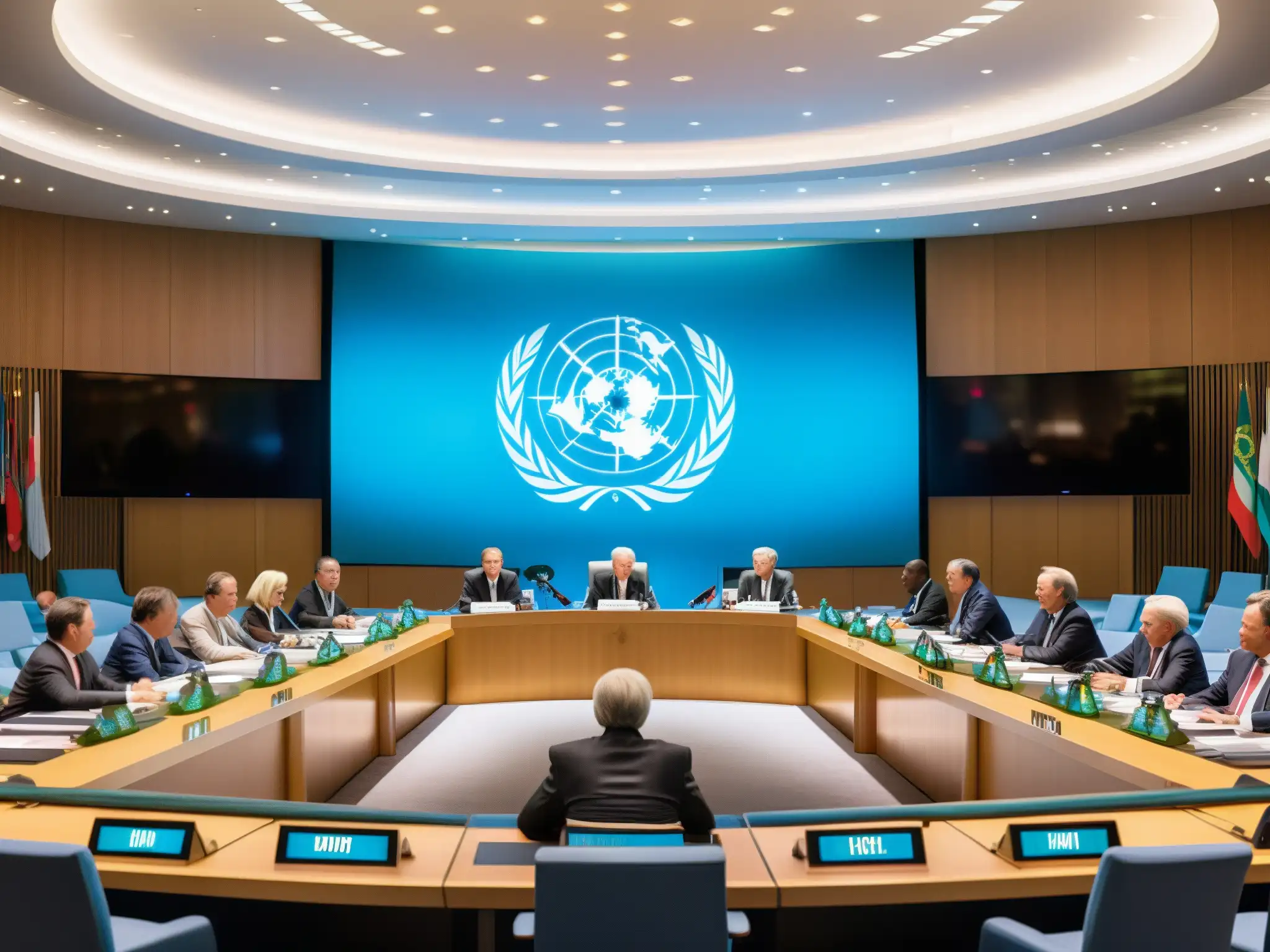 Representantes de distintos países debaten en la ONU, reflejando el análisis del Nuevo Orden Mundial