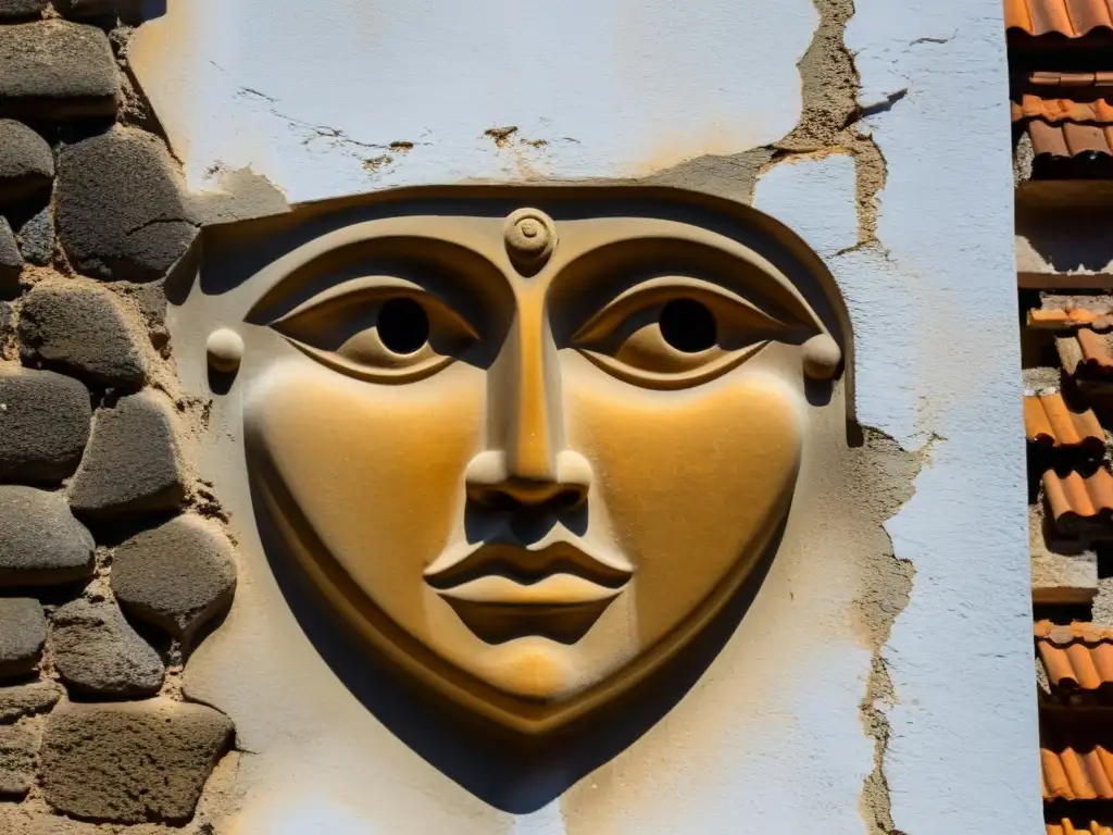 Fotografía en alta resolución de una de las enigmáticas 'caras' en la pared de una casa en Bélmez, Andalucía