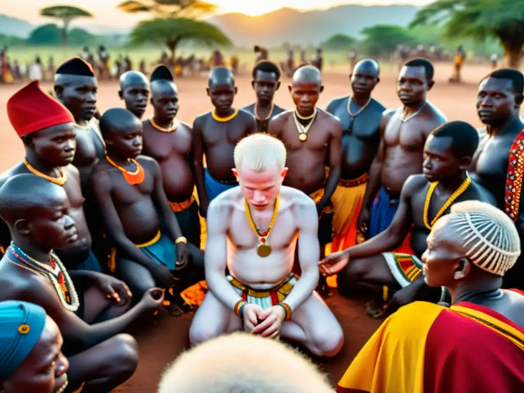 Un ritual secreto de albinos en África Occidental: atuendos ceremoniales, tribales, y una atmósfera de reverencia y desafíos