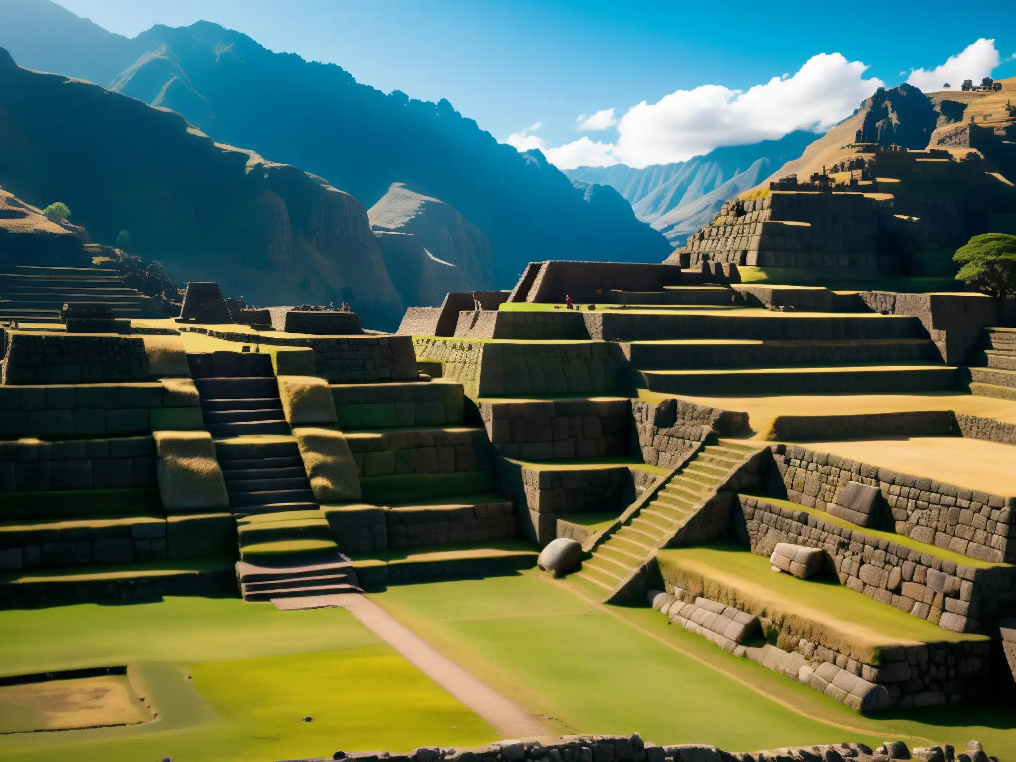 Sacsayhuamán: ruinas incas en los Andes, bañadas por la luz del sol