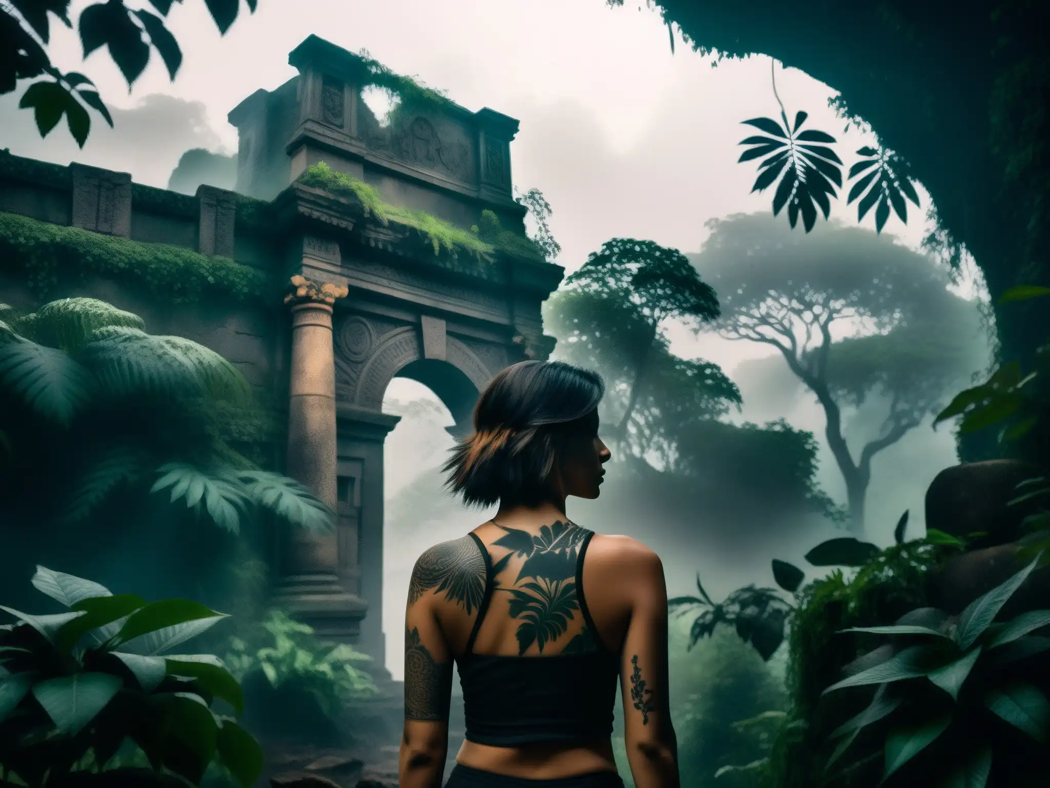En la selva oscura y brumosa, la Tatuana con magia negra cautiva a sus seguidores con un misterio ancestral