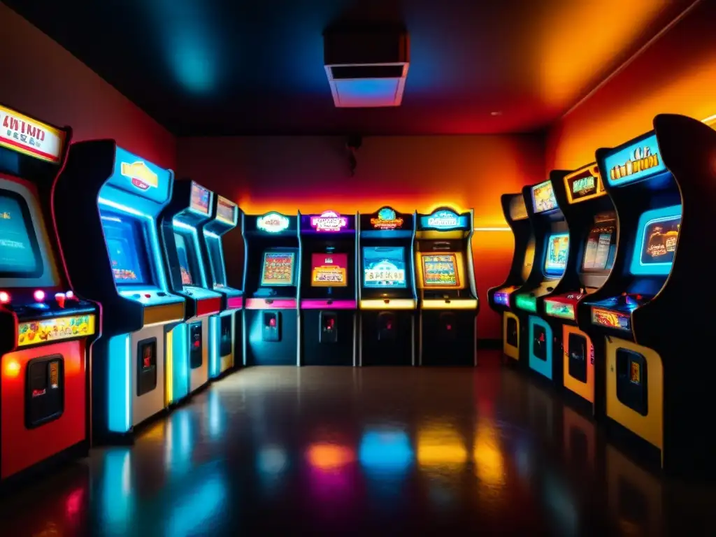 Figura en silueta juega en arcade vintage, rodeada de misterio y tensión