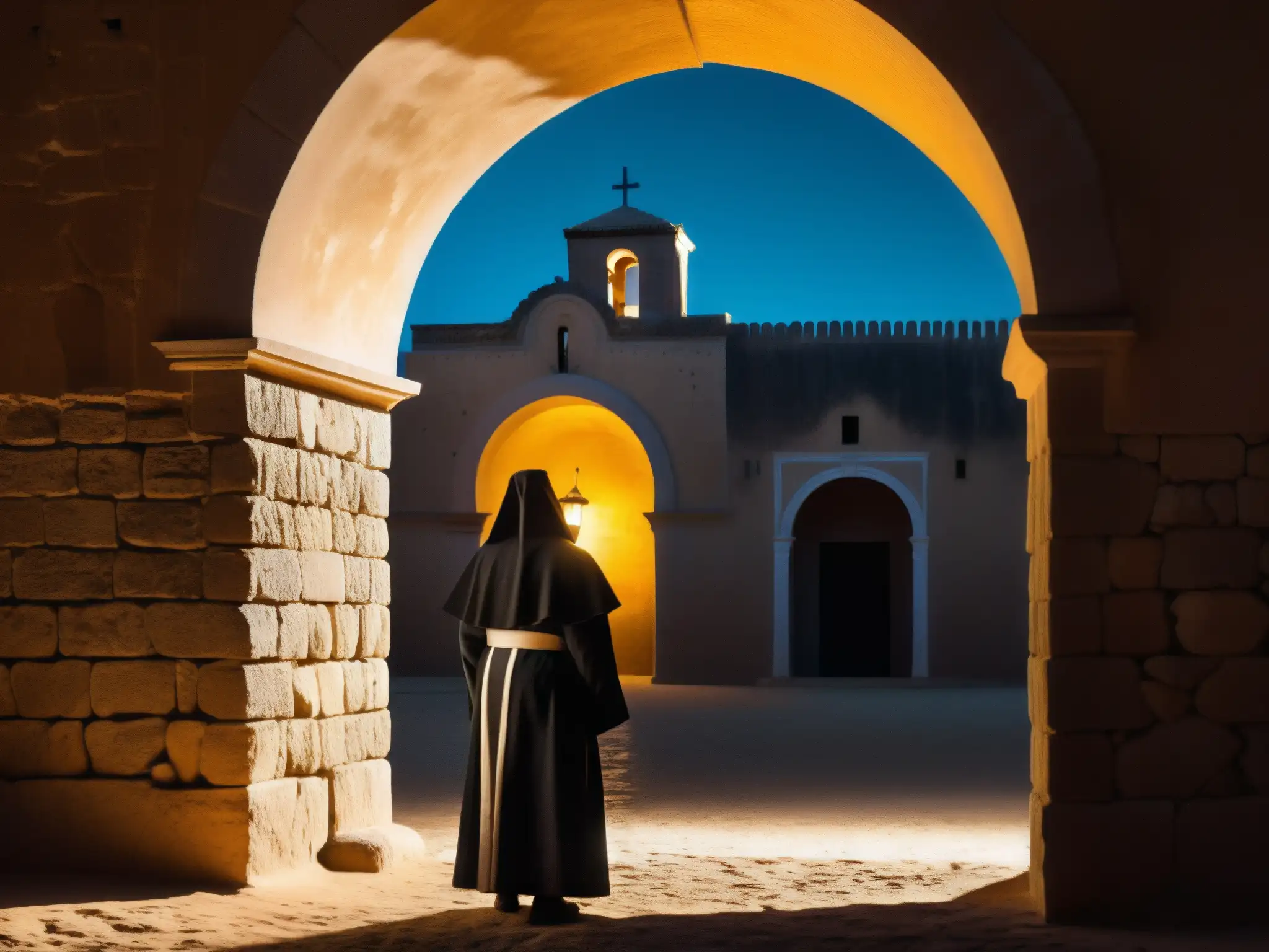 Silueta de un fantasma de monja en el Convento de la Concepción, envuelto en misterio y mito