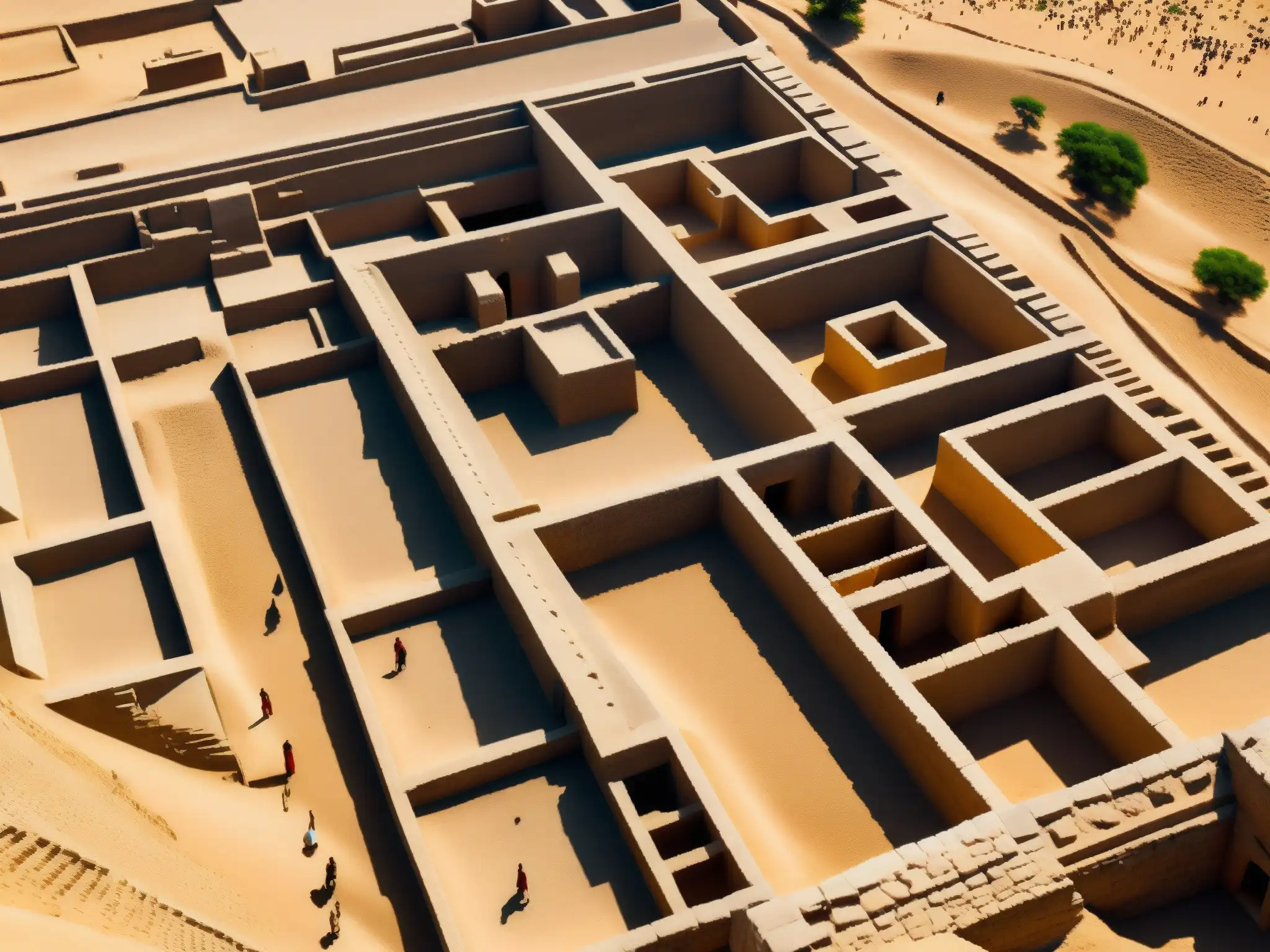 El sol proyecta sombras sobre las antiguas ruinas de MohenjoDaro, revelando su enigmática civilización desaparecida