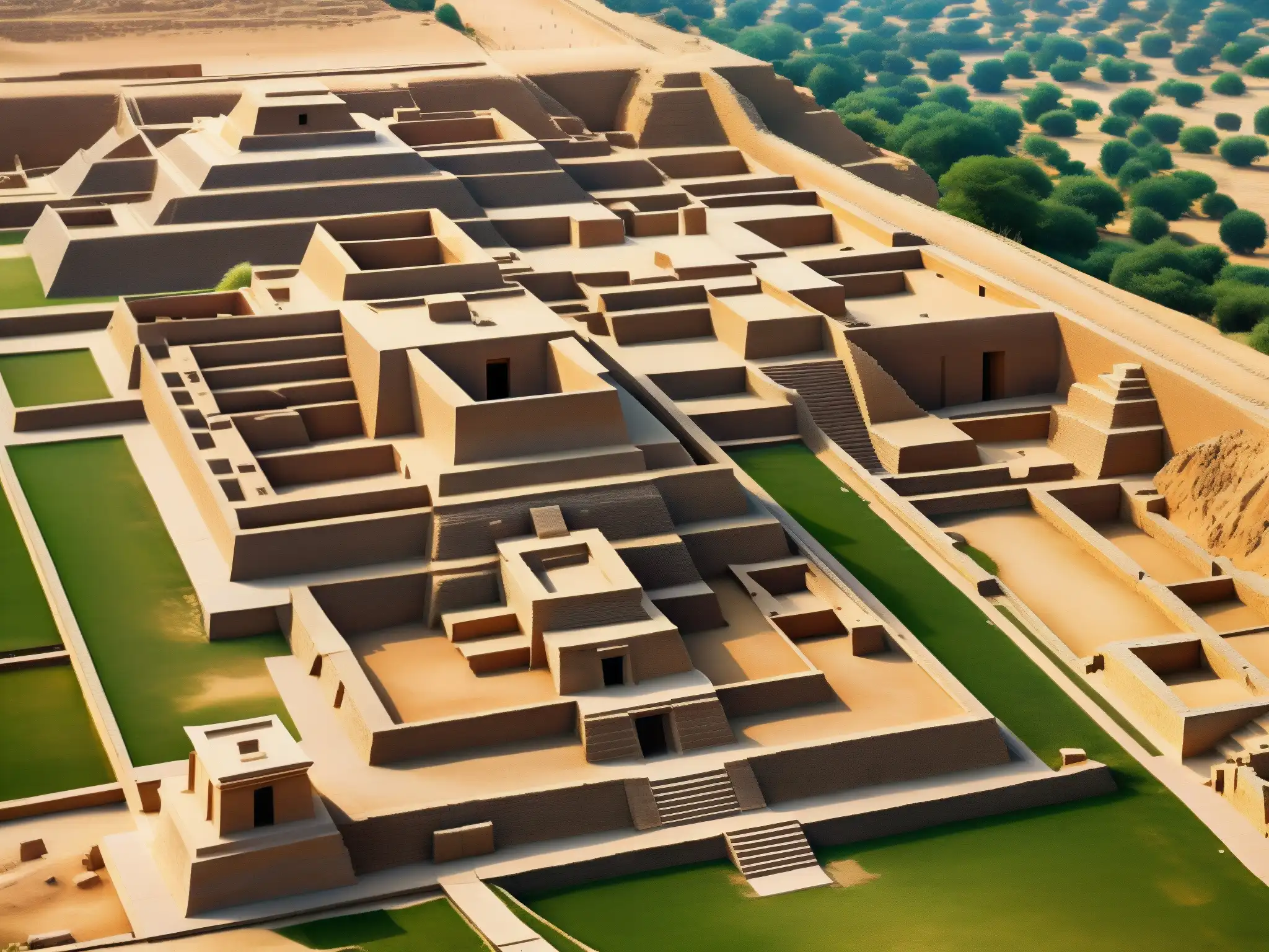 Amanecer suave ilumina las antiguas ruinas de MohenjoDaro, evocando la grandeza de la civilización desaparecida
