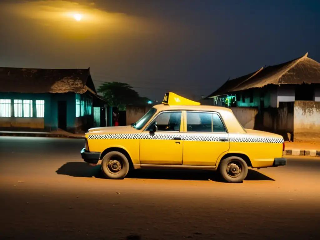 Un taxi misterioso en Accra, Ghana, con un aura fantasmal