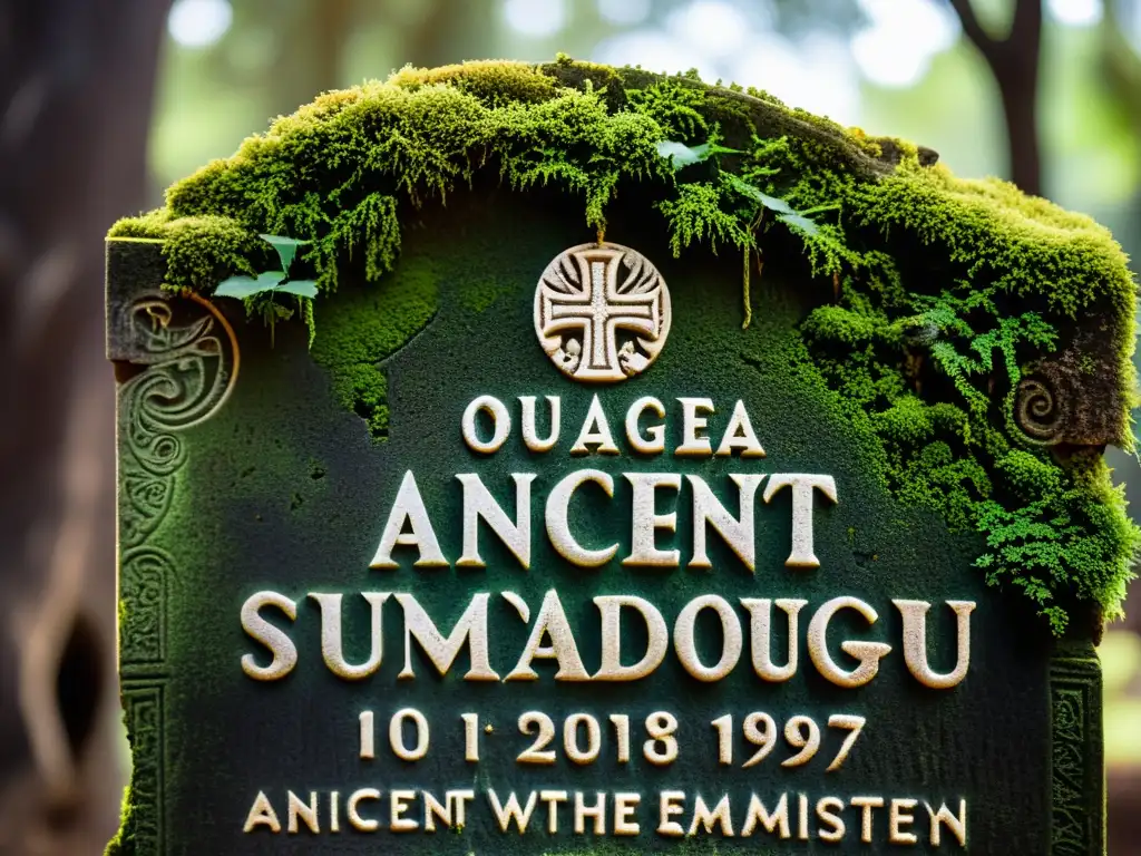Una tumba antigua y misteriosa en Ouagadougou, cubierta de musgo, evoca relatos sobrenaturales de la ciudad