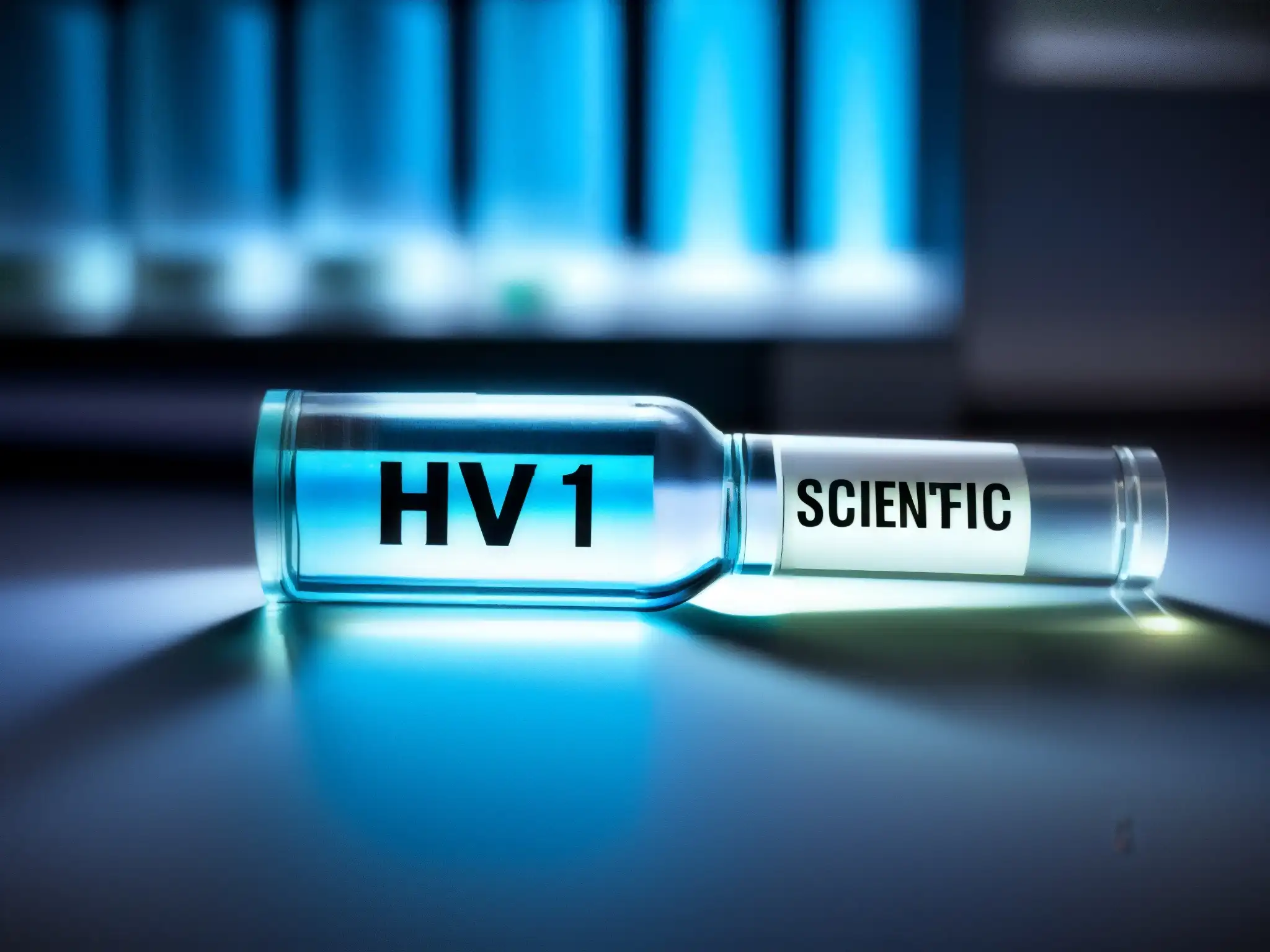 Vial de muestra 'HIV1' en laboratorio
