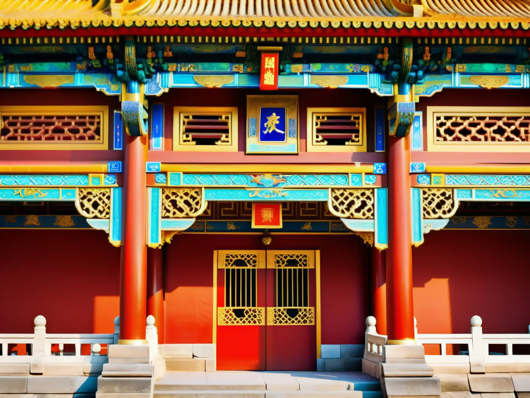 Vibrante arquitectura tradicional china en la Ciudad Prohibida, con detalles intrincados y colores vivos
