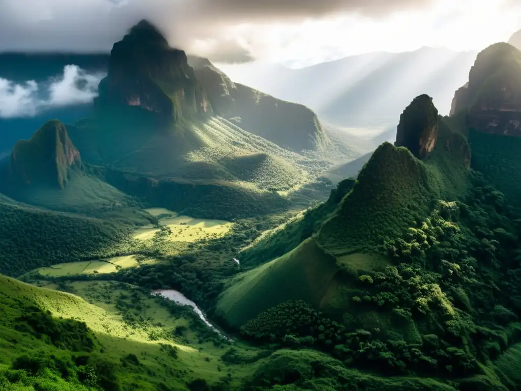 Vista impresionante de las montañas de Kenia, con riquezas perdidas entre la exuberante naturaleza y misteriosos vestigios
