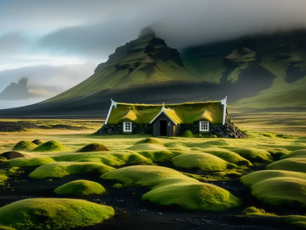 Vista impresionante del paisaje de Islandia con creencia en los Elfos de Islandia
