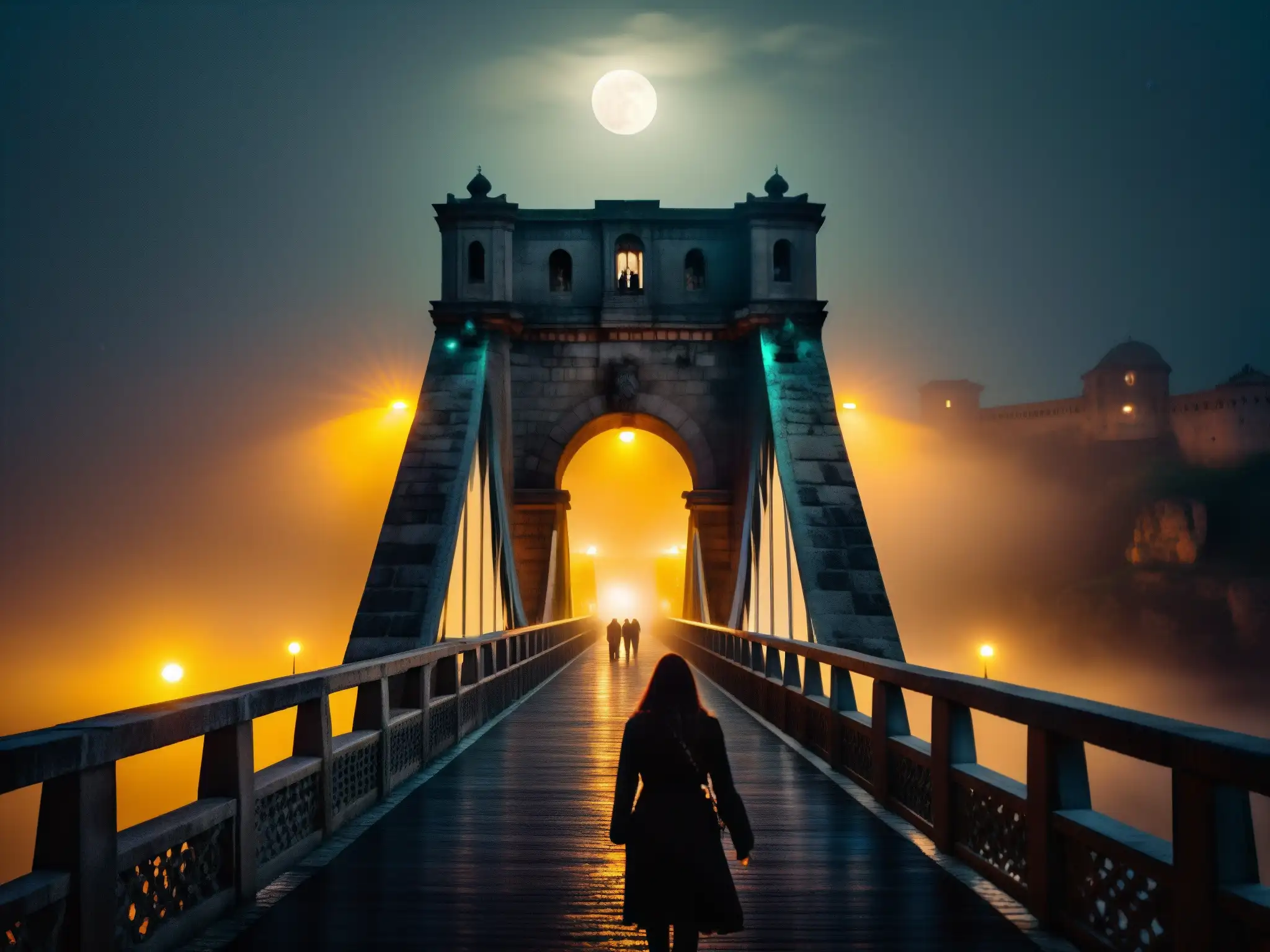 Vista nocturna del Puente de la Muerte en Chennai con actividad paranormal y una atmósfera misteriosa y embrujada